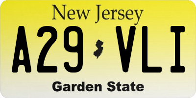 NJ license plate A29VLI
