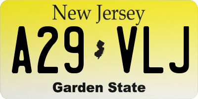NJ license plate A29VLJ
