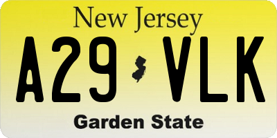NJ license plate A29VLK