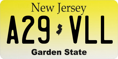 NJ license plate A29VLL