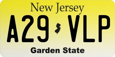 NJ license plate A29VLP