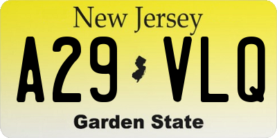 NJ license plate A29VLQ