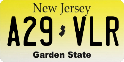 NJ license plate A29VLR