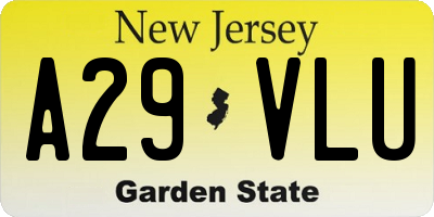 NJ license plate A29VLU