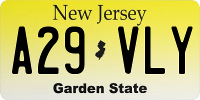 NJ license plate A29VLY