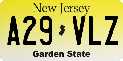 NJ license plate A29VLZ