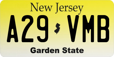 NJ license plate A29VMB