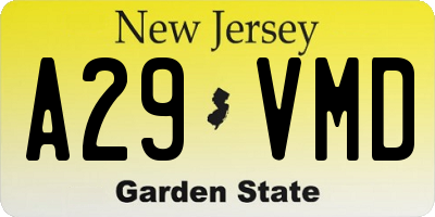 NJ license plate A29VMD
