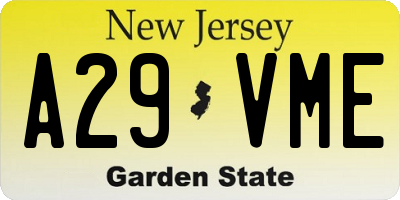 NJ license plate A29VME