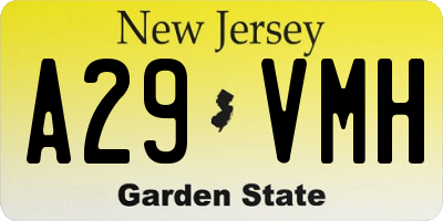 NJ license plate A29VMH
