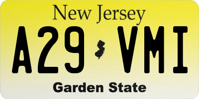 NJ license plate A29VMI