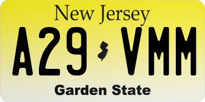 NJ license plate A29VMM