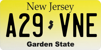 NJ license plate A29VNE