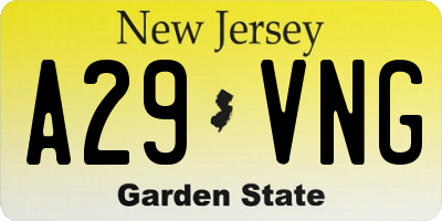 NJ license plate A29VNG
