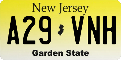 NJ license plate A29VNH