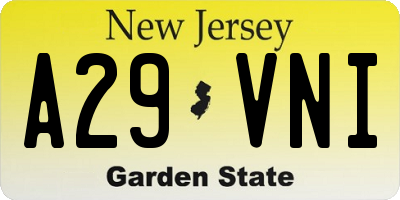 NJ license plate A29VNI
