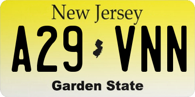 NJ license plate A29VNN