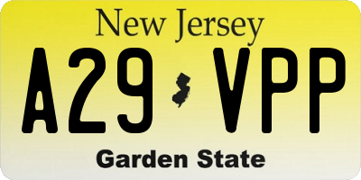 NJ license plate A29VPP