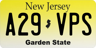 NJ license plate A29VPS