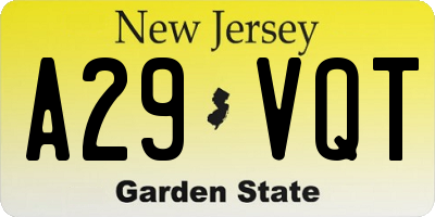 NJ license plate A29VQT