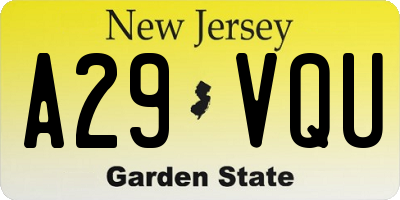 NJ license plate A29VQU