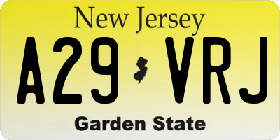 NJ license plate A29VRJ
