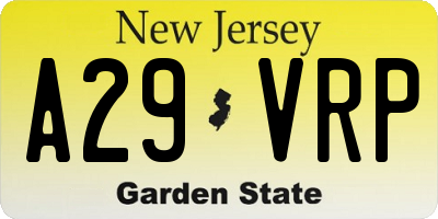 NJ license plate A29VRP