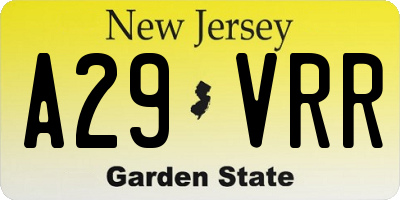 NJ license plate A29VRR