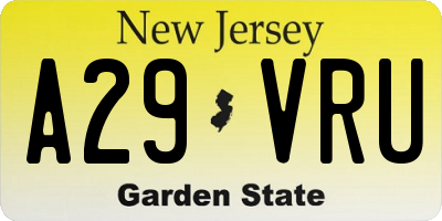 NJ license plate A29VRU