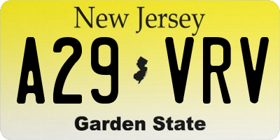 NJ license plate A29VRV
