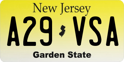NJ license plate A29VSA