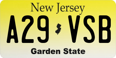 NJ license plate A29VSB