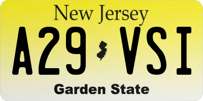NJ license plate A29VSI