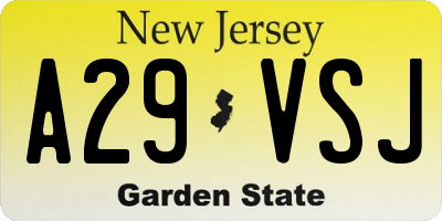 NJ license plate A29VSJ