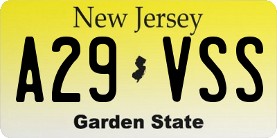 NJ license plate A29VSS