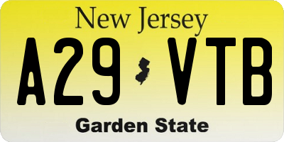 NJ license plate A29VTB