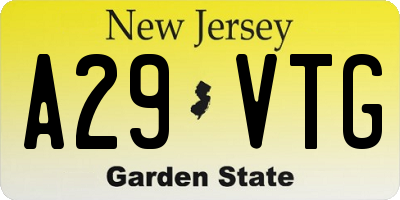 NJ license plate A29VTG