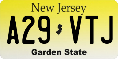 NJ license plate A29VTJ