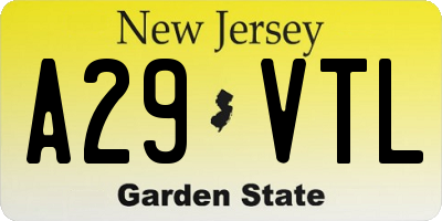 NJ license plate A29VTL