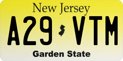 NJ license plate A29VTM