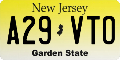 NJ license plate A29VTO