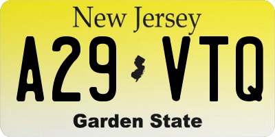 NJ license plate A29VTQ