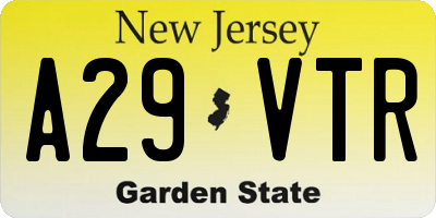 NJ license plate A29VTR