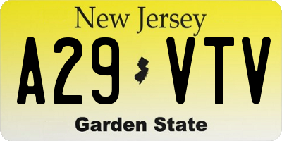 NJ license plate A29VTV