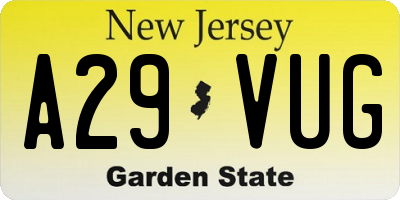 NJ license plate A29VUG
