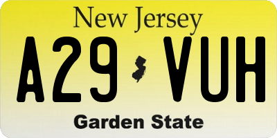 NJ license plate A29VUH