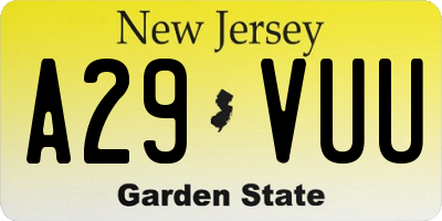 NJ license plate A29VUU