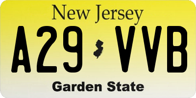 NJ license plate A29VVB