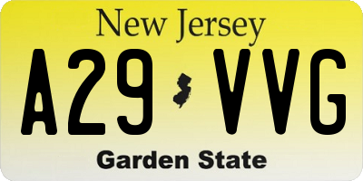 NJ license plate A29VVG