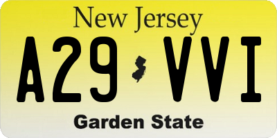 NJ license plate A29VVI